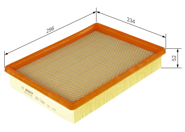 1987429193, Luftfilter, Vzduchový filtr, BOSCH, 12786800, 55557597, 93185452, 32016012, 5835142, 95517655, 32019926, 834857, 4080320801, 835529, 3018900, A1368, A34868, AG1458, ALA84962, AP1885, C30170, CA9646, E1192L, EAF695, ELP3867, LX1467, PA7427, WA9498