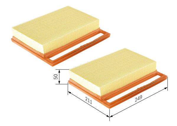 1987429402, Luftfilter, Vzduchový filtr, BOSCH, 2750940204, A2750940104, A2750940204, 2750940104, 1987429402, 49404, A214, AG1211, C251102, E747L, EAF686, PC2231E, U776, E747L2