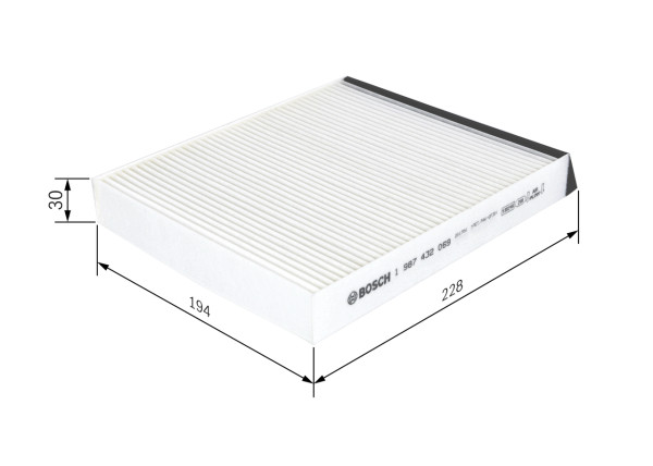 1987432069, Kupefilter, Filtr, vzduch v interiéru, BOSCH, 7701047513, 1987431069, 21652349, 29057, 46301004, 5308700, 65116, 698512, 960AC, AH169, AH7086, BCF167, C28191, CF9293, CU2240, E1961LI, E365, EAF194, EC365, ELR7101, K1097, LA134, MP088, NC2049, PC8075, QAP317, S3087C, TSP0325084, WP6938, 1987432069