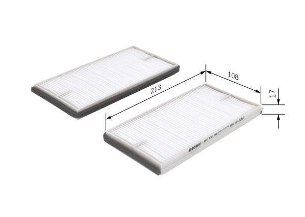 1987432156, Kupefilter, Filtr, vzduch v interiéru, BOSCH, 9586165D00000, 9586167D00000, 95861-65D00, 95861-67D00, 5320100, 80001023, ADK82505, AH7122, CU220022, E2908LI2, JLR7209, PF238, WP2034