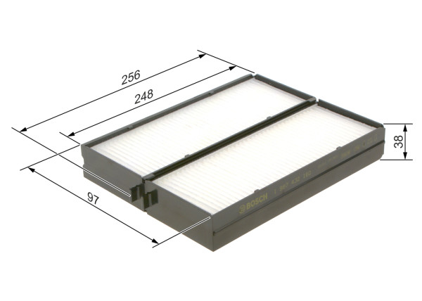 1987432160, Kupefilter, Filtr, vzduch v interiéru, BOSCH, 971333K000, 976193D000, 976193D100, 976193D200, 976193D200AT, 5312100, 80000546, AC84, ADG02563, AH3832, CF10896, CU25422, EKF303, K12802X, LA896S, WP9392, CF115062