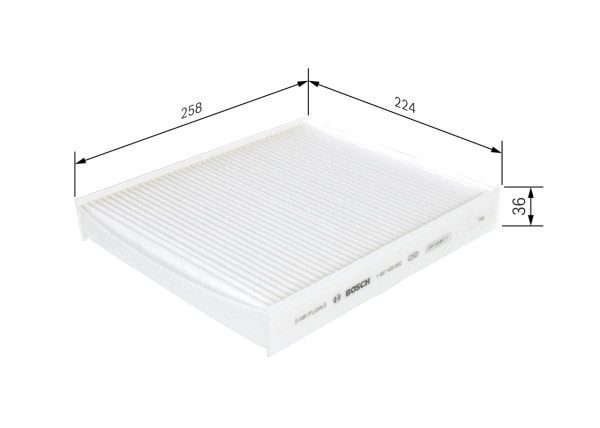 1987435002, Kupefilter, Filtr, vzduch v interiéru, BOSCH, 6R0820367, 0986628539, 80001783, AC120, AH191, CU26010, E3919LI, EKF332, K1313, LA809, PC8077, 0986628639, 1987435502