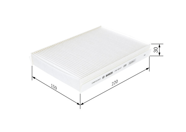 1987435017, Kupefilter, Filtr, vzduch v interiéru, BOSCH, 77366480, A22002900, 51918017, 52207674, 52063810, 77369203, 0986628542, 5321100, 715809, AC173, ADL142505, AH396, CF11662, CP1462, CU22022, E3953LI, EKF343, ELR7313, K1335, LA889, NC2389, PC8365, S3211C, WP2114, 0986628642, 80004572, 1987435548