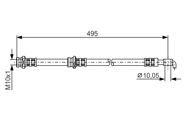 Bremseslange - 1987476401 BOSCH - 462108H515, 462108H51B, 172966B