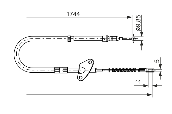 Kabel, parkeringsbrems - 1987477122 BOSCH - A6114201685, 6114201685, 109843