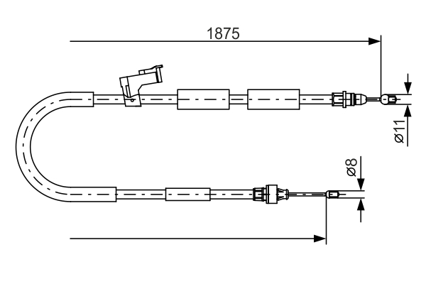 1987482057, Kabel, parkeringsbrems, Tažné lanko, parkovací brzda, BOSCH, BP4K-44-410E, BP4K-44-410F, BP4K-44-410L, BP4K-44-410M, 170684, 24372718142, 814050159, 8AS355664-471, 9036170, BC4066, C0372B, CAB1353, 19035270, 814050160, C0498B