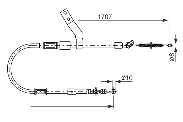 1987482260, Kabel, parkeringsbrems, Tažné lanko, parkovací brzda, BOSCH, 4642020460, 171288, 8AS355665-091, BC3477, C0863B, CAB1424, 19031620, BC4201
