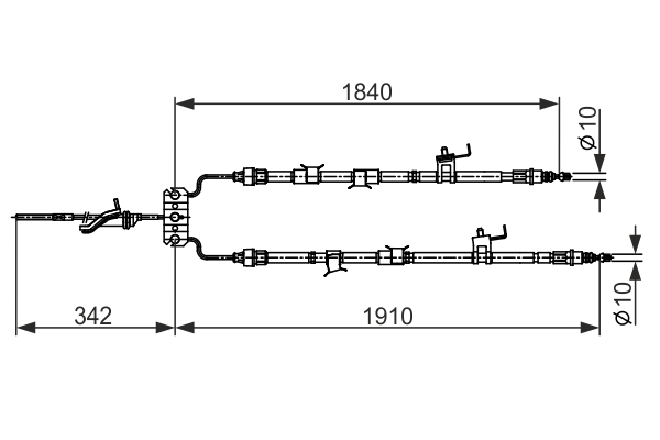 1987482420, Kabel, parkeringsbrems, Tažné lanko, parkovací brzda, BOSCH, BS3E-44-200J, BS3E-44-200K, 170690, 24372718252, 44097700, 9250408, BC4456, C0503B, CAB1368, 19036981, C0504B