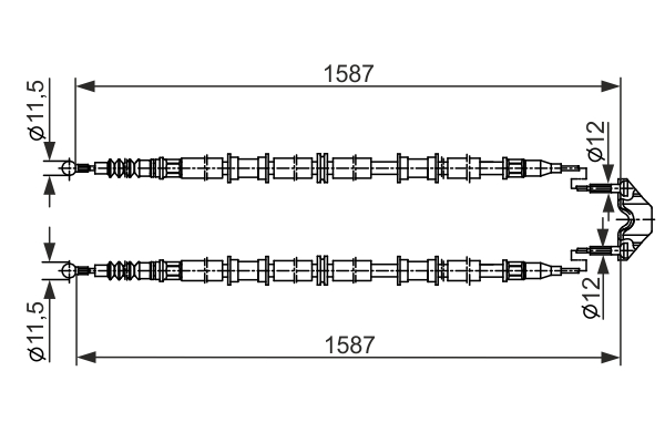 1987482537, Kabel, parkeringsbrems, Tažné lanko, parkovací brzda, BOSCH, 13153654, 522453, 115938, 171481, 24372707832, 44030500, 5615, 8AS355667-851, 9250436, C0655B, CAB1456, FHB433181, 115938KA, 171482, 19037185, 92115938