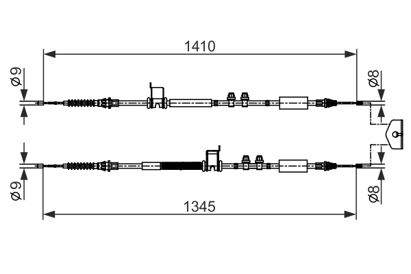 1987482560, Kabel, parkeringsbrems, Tažné lanko, parkovací brzda, BOSCH, CN152A603AB, 1801942, 1850157, 115470, BC4496, C0786B, CAB1669, 19036151, 921FD015