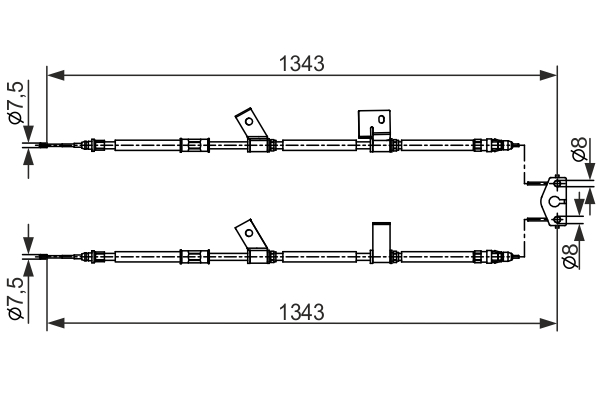 1987482564, Kabel, parkeringsbrems, Tažné lanko, parkovací brzda, BOSCH, 13450574, 522116, 522141, 115780, 174015, 24372735002, BC4468