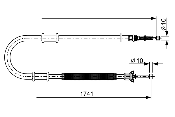 1987482599, Kabel, parkeringsbrems, Tažné lanko, parkovací brzda, BOSCH, 46745155, 46745157, 1987477560, 24372705582, 44020300, 64110, 64111, 8AS355661-181, 9250270, BC3228, C0166B, CAB1089, FHB434543, 24372705602, 44020400, 49416134, 9250271, 44085200, 9264110