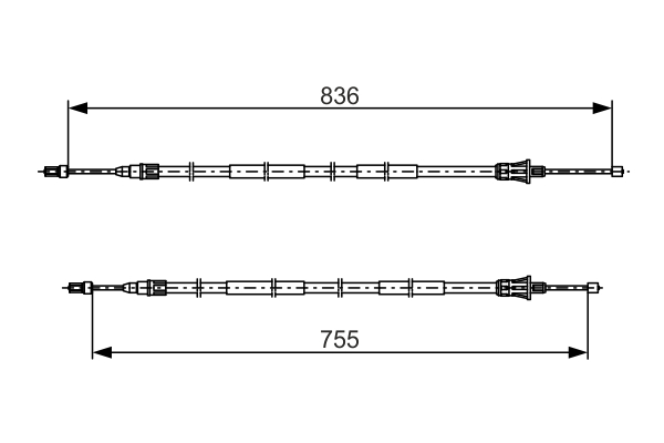 1987482800, Kabel, parkeringsbrems, Tažné lanko, parkovací brzda, BOSCH, 7701478158, 106798, CAB1174, 49416130
