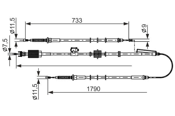 1987482803, Kabel, parkeringsbrems, Tažné lanko, parkovací brzda, BOSCH, 13441135, 522136, 115841, CAB1657, 49423860