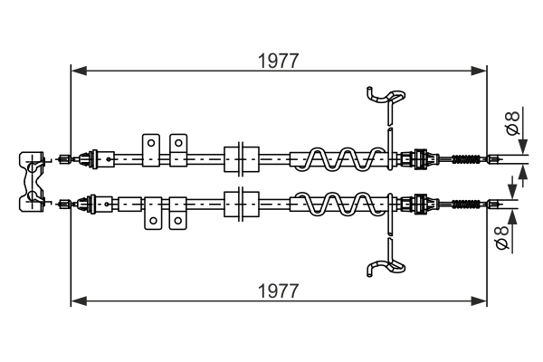 1987482870, Kabel, parkeringsbrems, Tažné lanko, parkovací brzda, BOSCH, 1475243, 1516244, 5135365, 7T162A603BB, 105343, 18409025122, 434471J, 44026000, 8AS355669-911, 9025122, BC3601, C0282B, CAB1168, FBS10054, FHB434471, 49439742, 92105343, 9250346, BC4337