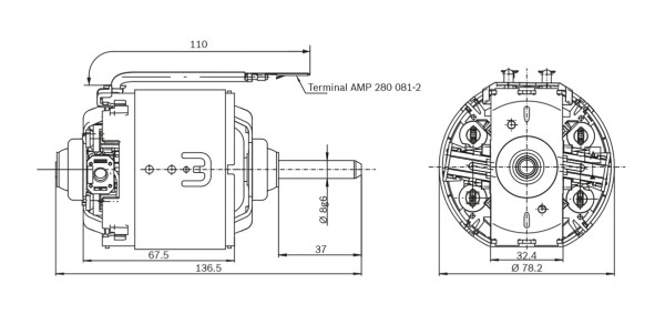 Elektrisk motor, kupévifte - F006B10353 BOSCH - A11011400