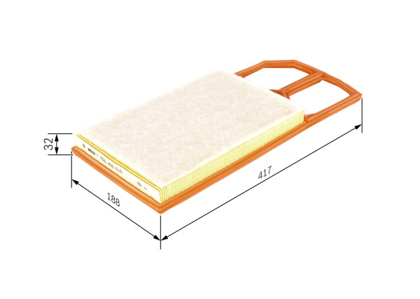 F026400019, Luftfilter, Vzduchový filtr, BOSCH, 6K0129620C, 3018400, A1045, AP1832, C42871, CA9446, E322L01, EAF516, ELP9079, F026400019, LX954, MAP60030, PA7389, PC2546E, S3184A, WA6695