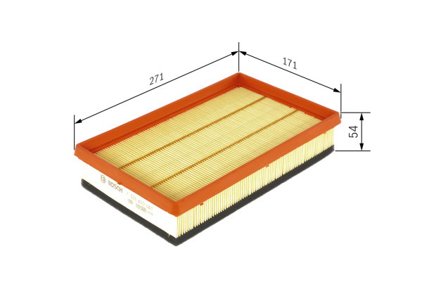 F026400041, Luftfilter, Vzduchový filtr, BOSCH, 55184943, 3020700, A1233, A2192, AG1629, AP0928, C281051, CA10198, EAF649, ELP9142, LX2060, MA1379, PA7516, S3207A, WA9602