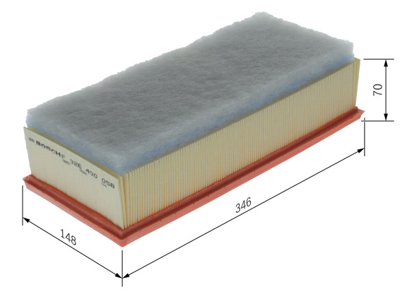 F026400058, Luftfilter, Vzduchový filtr, BOSCH, 1444QW, K1400474780, SU001A0348, 1400474780, 1444QX, 1444WN, 3033000, A1257, A2223, ADT322120, AG1476, AG1742, AP0906, C35160, CA10327, E853L, EAF631, ELP9163, F026400058, LX2022, MAP60189, PA7539, S0333A, WA9559, C351601