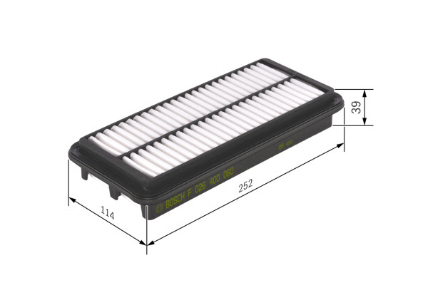 F026400060, Luftfilter, Vzduchový filtr, BOSCH, 2811307100, 3030800, A1330, ADG02254, AG1311, AP1827, C2617, CA10683, CKI12265, E687L, ELP9269, F026400060, J1320316, KA1607, LX2865, MD8122, PA7653, S3308A, WA9506