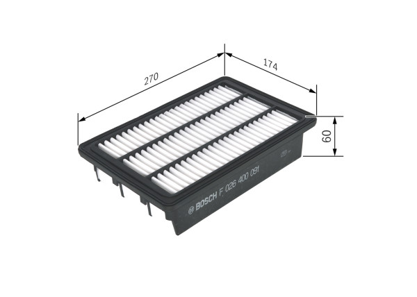 F026400091, Luftfilter, Vzduchový filtr, BOSCH, 281132B000, A076J, 3040300, A1328, ADG02263, AF4021, AG1574, AP1227, C2735, CA10539, CHY12265, E1211L, ELP9267, F026400091, HA704, J1320524, LX2832, MD8338, PA7651, WA9749