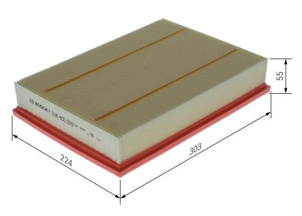 F026400099, Luftfilter, Vzduchový filtr, BOSCH, 5H2Z9601AA, PHE000112, 3026800, A1210, ADJ132202, AG1339, AP1296, C31196, CA9993, E531L, EAF609, ELP9168, LX1764, PA7611, S3268A, WA9495, ELP9198