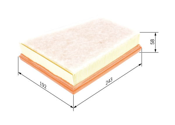 F026400250, Luftfilter, Vzduchový filtr, BOSCH, 165462862R, A4150940100, 165469029R, A4150940304, 4150940100, 8200669187, 4150940304, 8200788425, 16123210021, 3054300, 585156, A1573, A2497, ADR162206, AI5384, AP1854, C25101, CA11655, E1135L, EAF423, ELP9301, K7025, LVFA1423, LX2631, MA3212, MD8090, P543, PA7454, PA7782, PC3256E