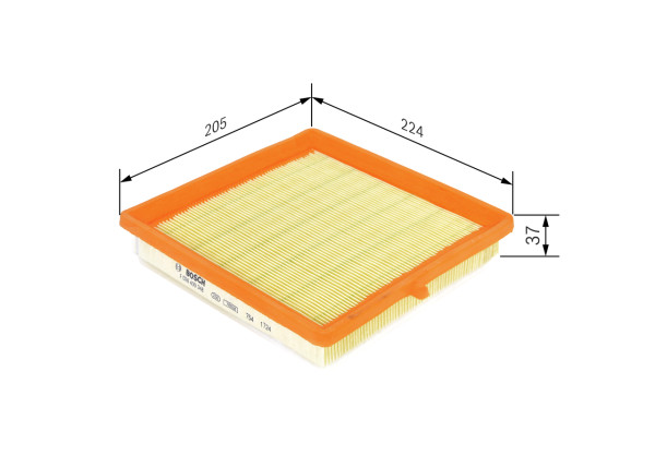 F026400348, Luftfilter, Vzduchový filtr, BOSCH, 13357497, 834778, 3058800, A1617, AG1682, AP0713, C21005, CA11746, E1127L, EAF894, LX3580, PA7803, WA9773