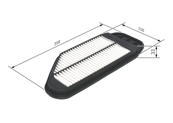 F026400349, Luftfilter, Vzduchový filtr, BOSCH, 42390126, 96827723, 03964190, 1613722680, 3070100, A1405, A2350, A89080, AG1503, AP0829, C36013, CA11071, CAF100939P, DA755, E1078L, EAF782, ELP9432, FAW13S, LVFA1487, LX3152, MD8520, N1320914, PA7683, WA9672