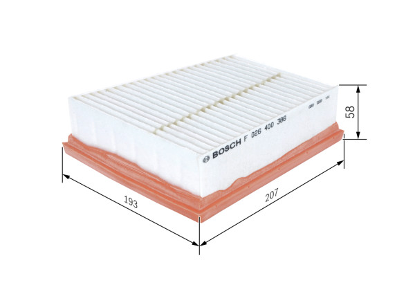 F026400386, Luftfilter, Vzduchový filtr, BOSCH, 165467753R, 7701071327, 7701071327A, 8200820869, 8200853393, 8200853393A, 3068700, A1337, A2317, ADR162205, AP1858, C2030, CA10760, E1275L, EAF715, ELP9291, F026400139, LVFA1425, LX2916, MA3172, MD8470, PA7657, WA9694