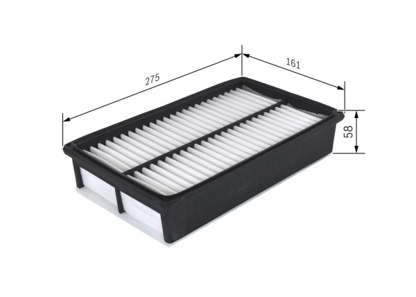 F026400444, Luftfilter, Vzduchový filtr, BOSCH, LFBL13Z40, LFBL13Z409A, 03962603, 3062600, A1472, ADM52260, ALA83362, AP1134, C28017, CA11189, E1188L, FA340S, LX3347, MA5648, MD8580, N1323062, PA7707, S3626A, WA9726