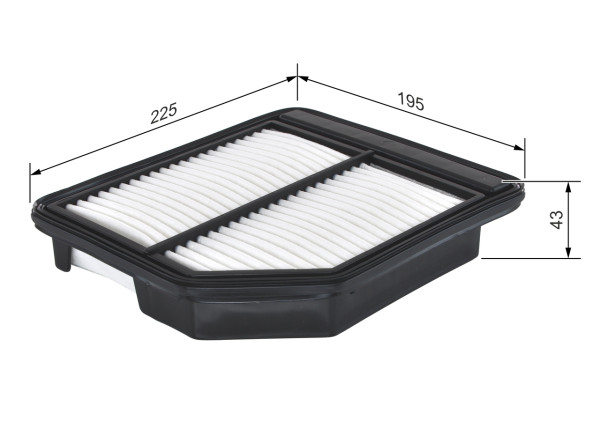 F026400472, Luftfilter, Vzduchový filtr, BOSCH, 17220-RNA-A00, 17220-RNA-Y00, 17220-RND-M00, 3032500, 585253, A1264, A2232, ADH22258, ALA13201, C2240, CA10165, CAF100919P, CHN12858, E1177L, HA8649, LX2123, MD8192, PA7549, PC3148E, WA9584