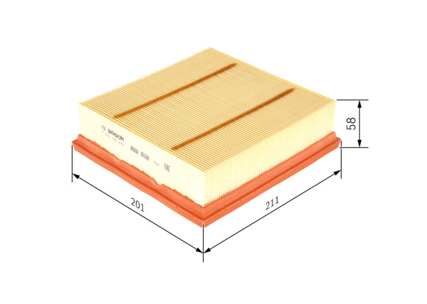F026400498, Luftfilter, Vzduchový filtr, BOSCH, 13442297, 30932998, 13452141, 39032998, 834848, 834849, 834926, 30A5800, A1238, AP0721, C201064, E832L01, ELP9464, LX1968, ELP9465