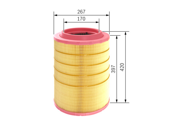 F026400533, Luftfilter, Vzduchový filtr, BOSCH, 1363023, 7424993639, 1529634, 1640920, 1657522, 1789292, 2113652, 2197921, 0986626795, 27A1600, 8369, 93302E, A68530, ADG1636R, AF25976, AM4478, C279983, E542L, FA3474, FLI9091, HP2670R, LX1278, P785353, R885, RS5360, C279985
