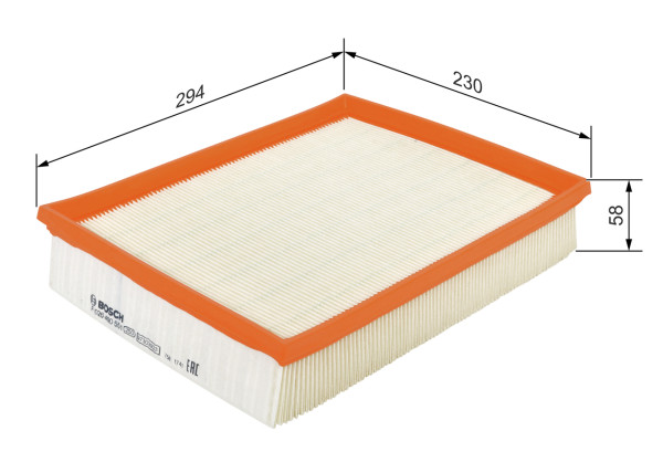 F026400551, Luftfilter, Vzduchový filtr, BOSCH, 05189933AA, 68037059AA, K05189933AA, 5189933AA, K5189933AA, K68037059AA, 49933, A35670, ADA102235, AG1477, ALA86381, C30198, CA10228, E1259L, LVFA1461, PA4367, US102235