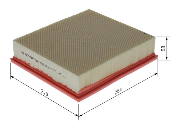 F026400623, Luftfilter, Filtr vzduch., BOSCH, ESR0341, ESR341, 3031400, ADJ132216, AP1291, CA5602, ELP3886, LX980, S3314A, VFA771, WA6311, 42272