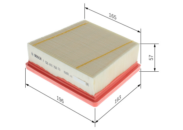 F026400768, Luftfilter, Filtr vzduch., BOSCH, 2184580, 8V219601BA, 182570, 262774, ADBP220117, C17022, ELP9676, P084, V252074