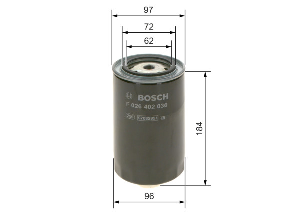 F026402036, Drivstoffilter, Palivový filtr, BOSCH, 0131506011, 132510, 2992662, 87435525, 500039731, 87435526, 98132510, 98132510AS, 87519301, 2499901, 4073FS, 4836, 5108, 95107E, ALG2180, BF1365, DN1922, ELG5535, FP5771, FS19821, H215WK, KC214, M501, P550904, PP8795, PS10061, RN245, S1999NR, SP1276, WK95019