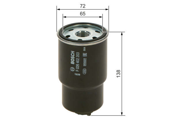 Drivstoffilter - F026402203 BOSCH - S51C13ZA5, S51C13ZA5A, S51C13ZA5B
