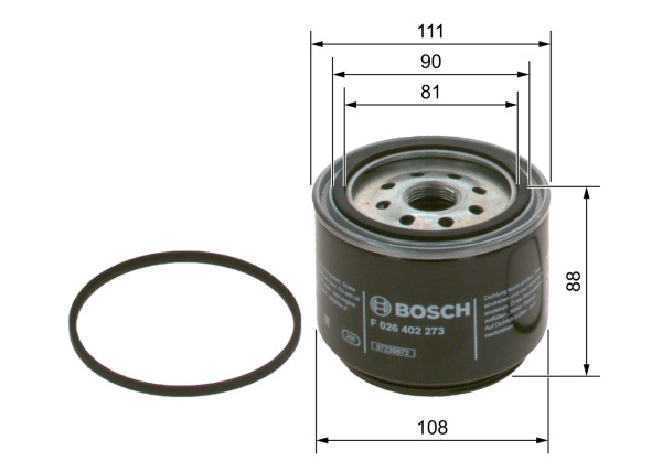 F026402273, Drivstoffilter, Palivový filtr, BOSCH, 1517542, 2RD127491, 6007001619005, 8200102609, MV054102, VOE20381204, 1534801, 20381204, MW054004, 1626231300, 33440, 843014500, BF1389O, ELG5583, FFP551849, FS19734, FSM4260, FT5812, H7045WK30, KC220D, R45T, SP1594M, WK1020X, Z624, 2914839200, P550746, R45TR26T, P551849