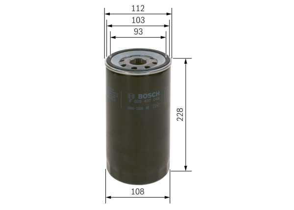 F026407048, Oljefilter, Olejový filtr, BOSCH, 162ZZZ35020, 1931099, 2943301, 2992544, 5001858099, 6W2328801, H230W, 500086364, 5001863139, 504082382, 5802037413, 84818743, 5021188548, 504026056, 84346773, 99445200, 2236, 2328800, 92078E, B7174MPG, DO1810, ELH4757, F026407048, FT5528, LF3977, LSF5180, MH3411, OC474, OP5926, P550639