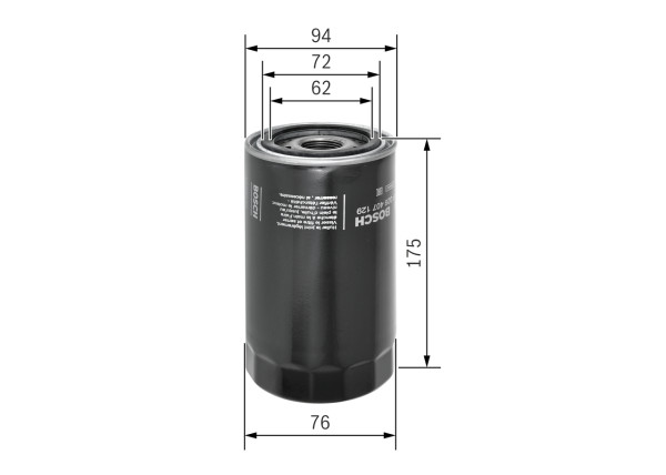 F026407129, Oljefilter, Olejový filtr, BOSCH, 1399494, 15208LA40A, 2992242, 4897898, 5021192695, DP010205, 1706238, 504033399, 504074043, F026407057, H19W10, OC502, OP6266, W95026, Z469, F026407101, W95039