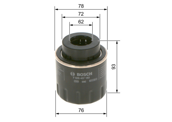 F026407183, Oljefilter, Olejový filtr, BOSCH, 03C115561D, FH1160, 03C115561E, 03C115561H, 2357300, ELH4400, EOF250, F026407116, FT6035, H314W, LS391, OC5933, OP6412, PH10757, W71291, WL7494, Z567, FT6035A, H314W01, LS391A, PH10757A, W71294