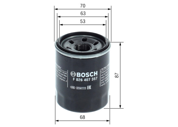 F026407357, Oljefilter, Filtr olej., BOSCH, 1109Q3, 1520831U0A, 15400-PLC-003, 1992239, 2630002750, 308662667, 8-94314-263-3, 93182630, 94455103, K6000605218, MD365876, VOF156, 15400-RAF-T01, 2230294, 2630002751, 6000605218, 8-94368-728-0, TS200004, 1230A182, 15400-RTA-004, 2630002752, 76547883, 8-94455-103-0, 30A4000101, 30A4000102, 2326500, H313W, LS910, OC521, OP5452