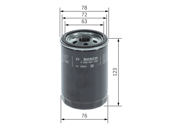 F026407359, Oljefilter, girkasse (e-akse), Filtr olej., BOSCH, A7752700098, 7752700098, ELH4797, HZ215, W7071