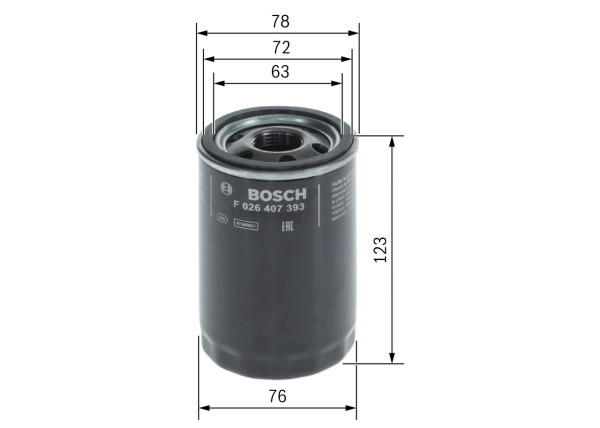 Oljefilter - F026407393 BOSCH - 0PB115351, 9A110720391, ELH4554