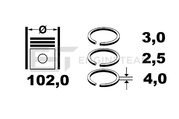 Stempelringsett - R1000800 ET ENGINETEAM - 0030309724, 9060300124, 00316N0