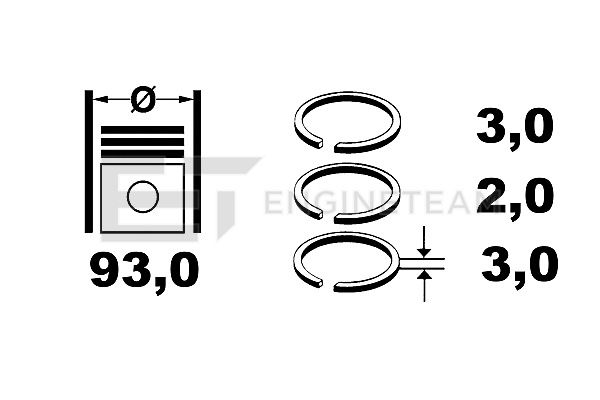 R1001300, Stempelringsett, Sada píst.kr.(1) 2,5D/TD, ET ENGINETEAM, Alfa Romeo Fiat Iveco Lancia Renault 2,4/2,5D/TD 8140/8144 1983-2002, 4845481, 00805V0, 08-215100-10, 241300, 800006840000, 9-2001-00, R47080STD, 08-245200-00, 800006810000, 810120M, GH810120