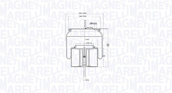 Luftbelg, fjæring - 030607020298 MAGNETI MARELLI - 41297179, 1TS270-25/207163, 207163