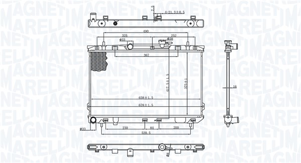 Radiator, motorkjøling - 350213197200 MAGNETI MARELLI - 25310-2D500, 67024, 8MK376762-721
